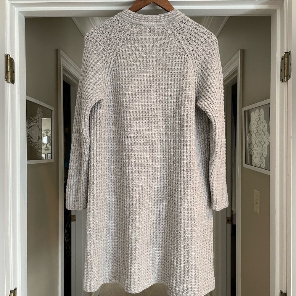 Madewell Waffle Stitch Long Sweater Cardigan Coat Pockets Gray/Silver Wool Blend - Picture 5 of 16